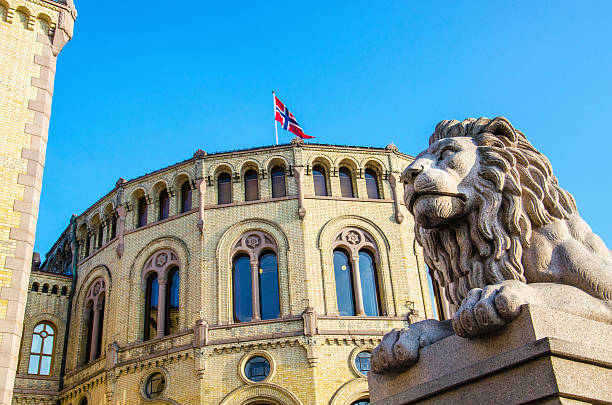 Norwegian Parliament Stortinget in Oslo, Norway stock photo