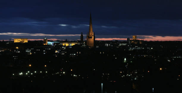 Norwich City Centre Skyline Sunset stock photo