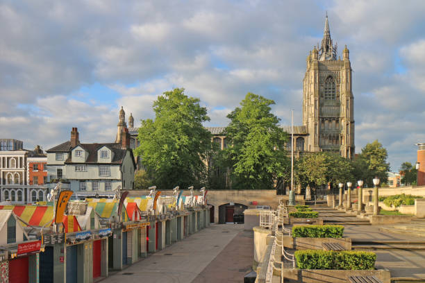Norwich City Centre, St Peter Mancroft Church and Market Place England stock photo