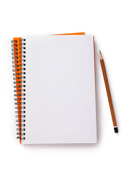 Notebook and pencil Notebook and pencil isolated on a white background. workbook stock pictures, royalty-free photos & images