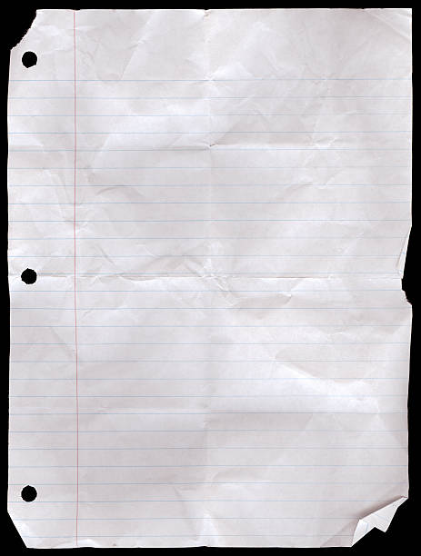 Notebook Paper Wrinkled - Wide Rule (100% View) stock photo