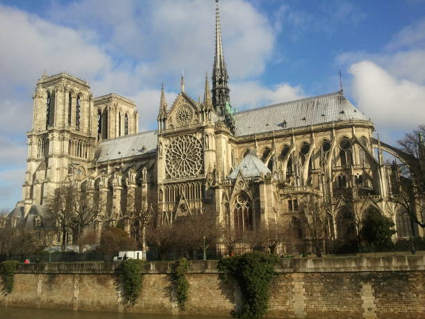Notre Dame de Paris on an autumn day stock photo