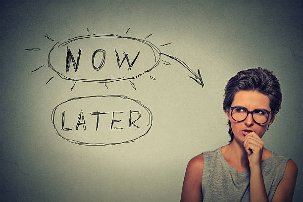 Now or later Now or later concept postponed stock pictures, royalty-free photos & images