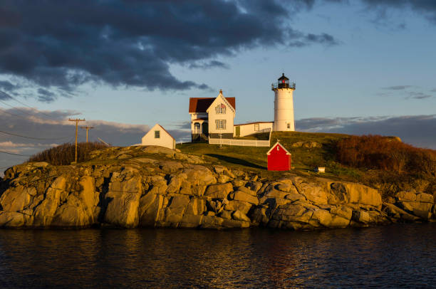 Nubble Lighthouse in York, Maine stock photo