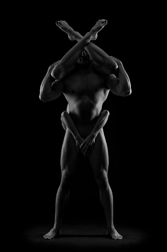 Nude Sexy Couple Naked Man And Woman On Black Background