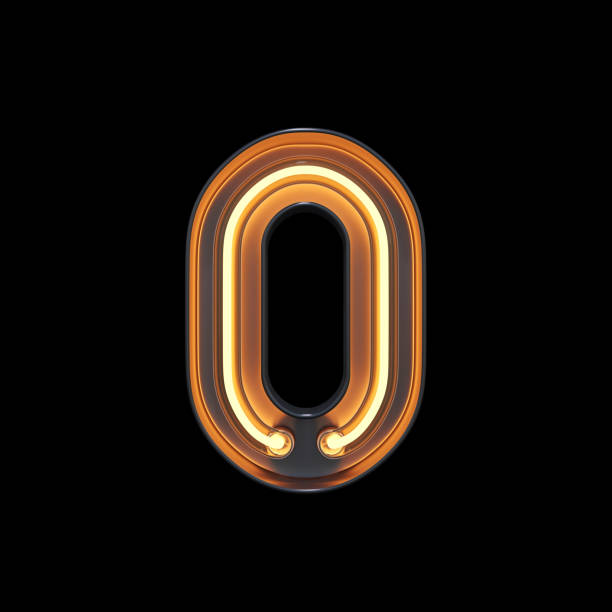 número 0, alfabeto hecho de luz de neón con trazado de recorte - cero fotografías e imágenes de stock