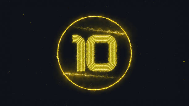 Number 10 Yellow Circle stock photo