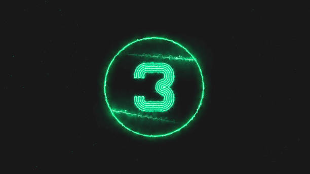 Number 3 Green Circle stock photo
