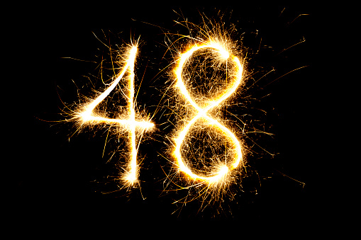 Number 48 Made With Sparklers Stock Photo - Download Image Now - iStock
