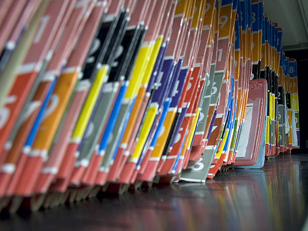 Numbered medical records folders on the shelf. stock photo