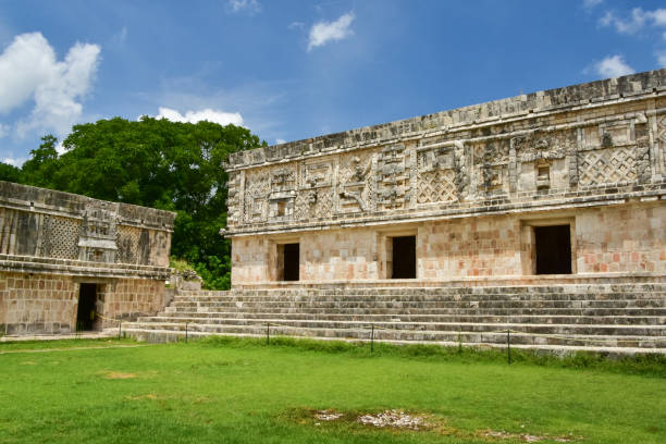 Nunnery Quadrangle at Uxmal, an ancient Maya city in Mexico stock photo
