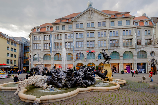 The Ehekarussell (Marriage Carousel) is a large bronze fountain created in 1984 by Jürgen Weber. It is located in Ludwigsplatz, in the core of the historic city center of Nuremberg, the second-largest city of the German federal state of Bavaria.