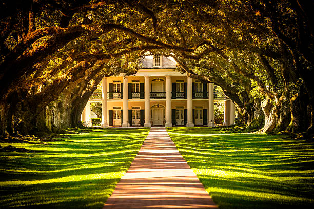 Oak Alley Plantation House in Louisiana, USA stock photo