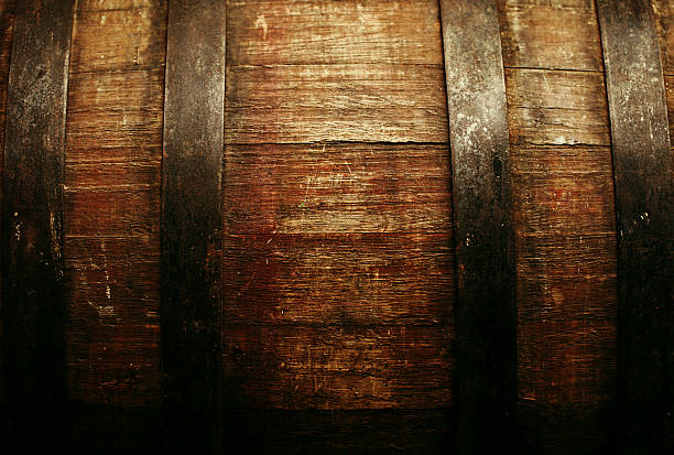 Oak barrel closeup Vintage texture - oak barrel closeup rum stock pictures, royalty-free photos & images