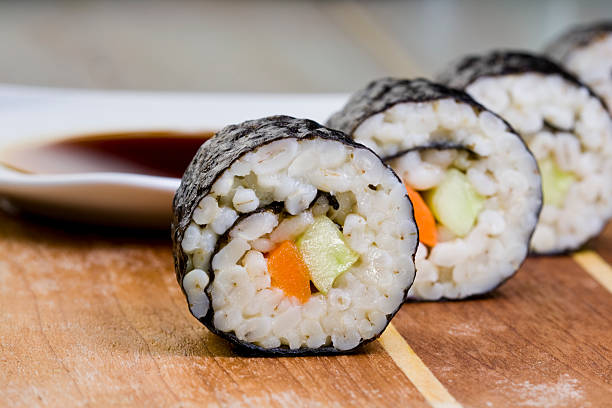 Oatmeal sushi stock photo