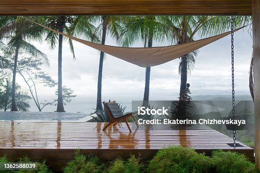 istock Ocean view from a Costa Rican villa on a rainy day 1362588039