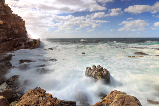 Ocean Waves at Cape Point on Rocks stock photo