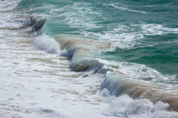 Ocean Waves on Sandy Beach stock photo