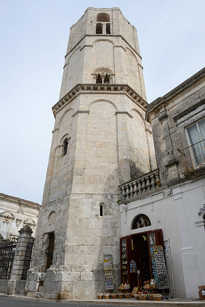Octagonal tower of Saint Michael Archangel Sanctuary stock photo