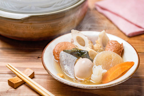 Oden, Fishcake and vegetable stew stock photo