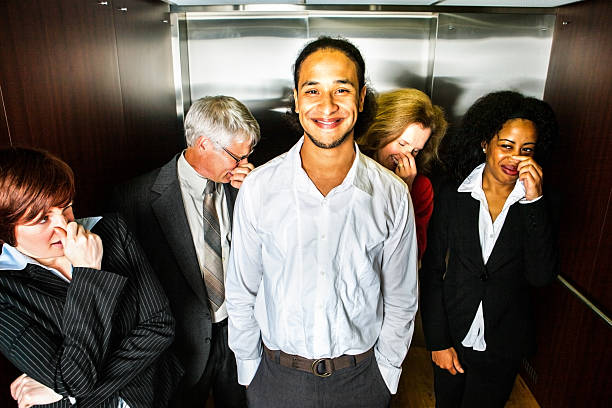 Odor in the elevator stock photo