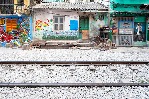 Off the rails, Train Street, Hanoi Old Quarter, North Vietnam