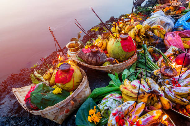 Offerings to God During Chhath Puja Festival Closeup of various objects with Fruits and Vegetables offered to god at a religious Festival Chhath Puja,Offerings to god during Chath Puja,Hindu Festival chhath stock pictures, royalty-free photos & images