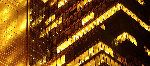 Office Buildings at Night stock photo