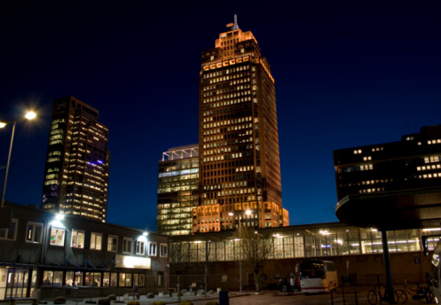 Rembrandt Tower by Night, Office buildings in Amsterdam, Netherlands