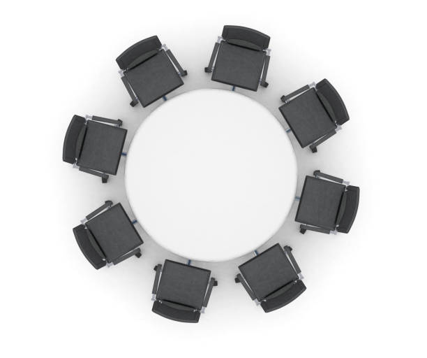Office Chairs Meeting with Table in Top View Office Chairs Meeting with Table in Top View conference table stock pictures, royalty-free photos & images