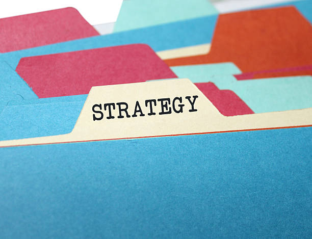 office folder with strategy plan stock photo