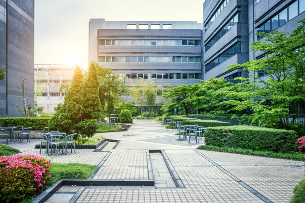 Office Park in Japan Office Park in Japan courtyard stock pictures, royalty-free photos & images