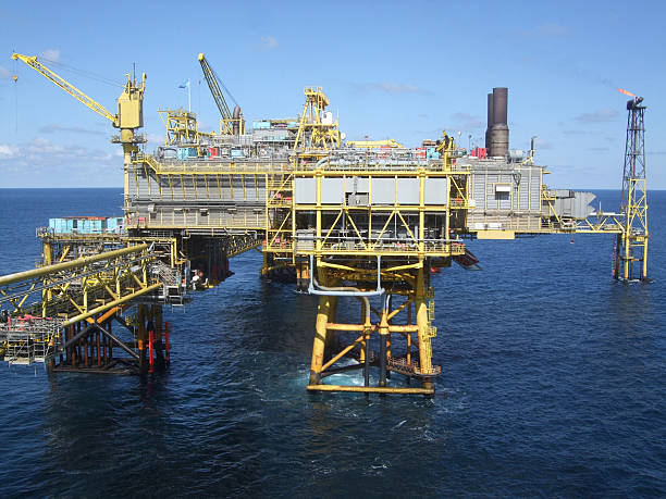 Offshore oil production platform stock photo