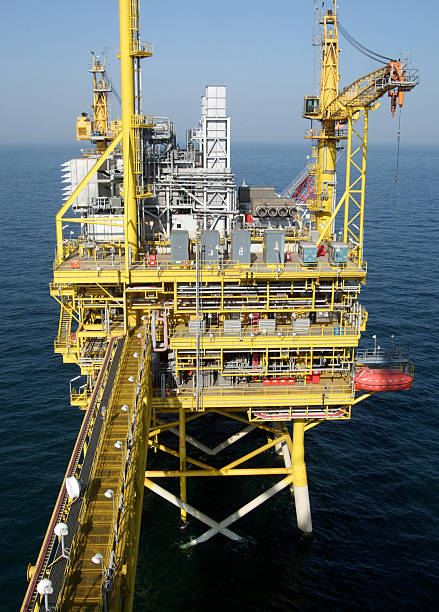 Offshore Production Platform with walkway stock photo