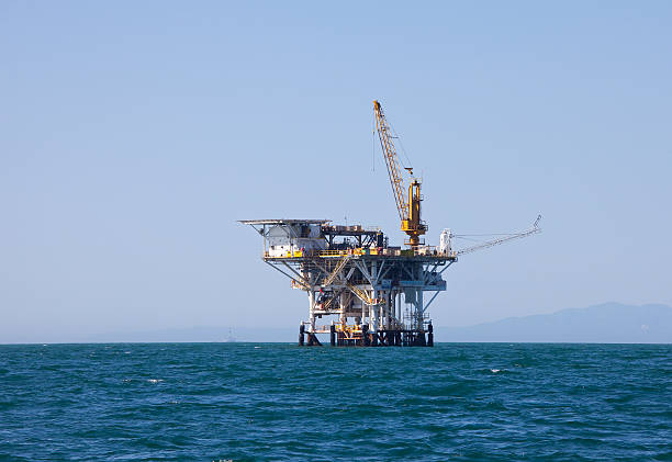 Oil and Natural Gas Platform Gina in Pacific Ocean stock photo