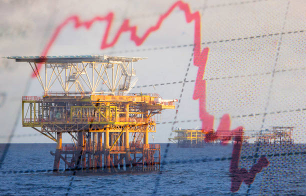 Oil platform Stock market chart and industrial -oil and gas - background oil market  stock pictures, royalty-free photos & images