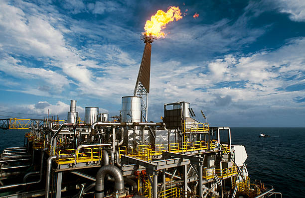 oil production plataform stock photo