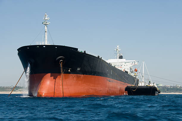 Oil Tanker off Southern California Coast stock photo