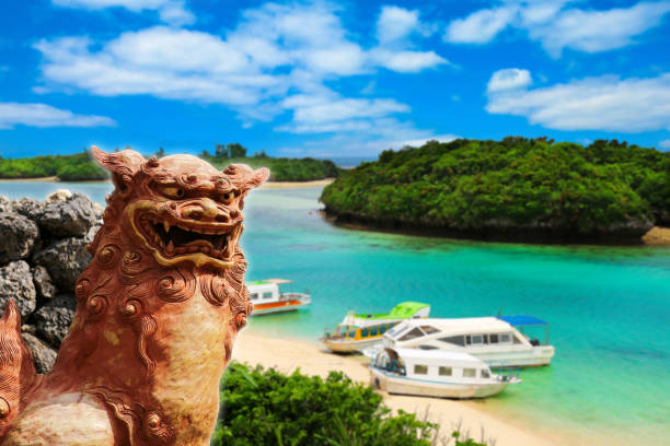 沖縄　シーサーと美しい海 - 沖縄 ストックフォトと画像