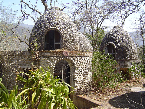 The residential buildings in this old, abandoned ashram near Rishikesh, India reminds me of beehives.