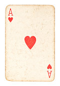 istock Old Ace of Hearts Isolated on White 184918003