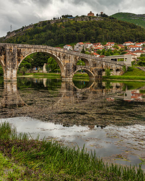 Old Arslanagic Bridge on Trebisnjica River in Trebinje stock photo