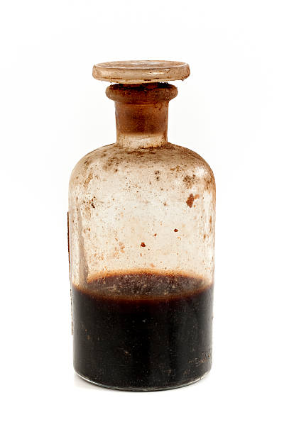 old bottle with poison stock photo