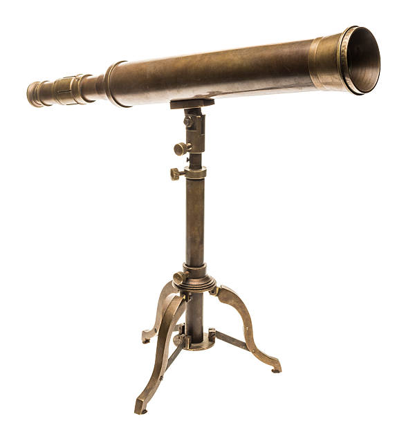 Old brass telescope Old brass telescope isolated on white astronomy telescope stock pictures, royalty-free photos & images