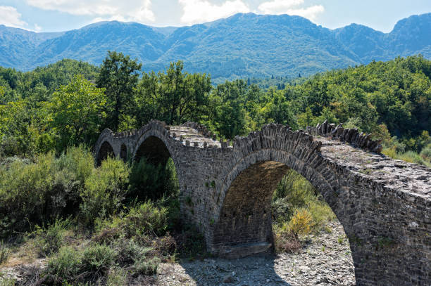 Old bridge in Greece stock photo