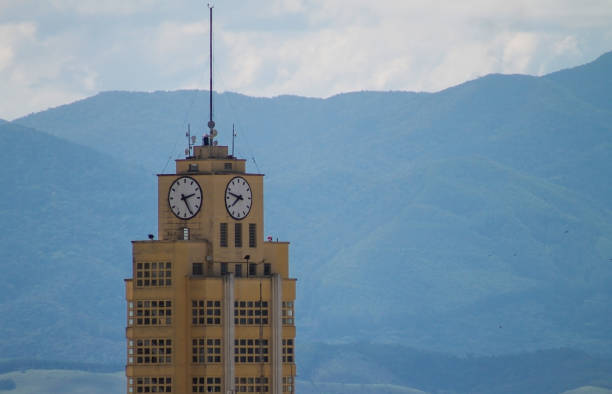 Old building Tower with a big clock - Taubaté - Sao Paulo stock photo