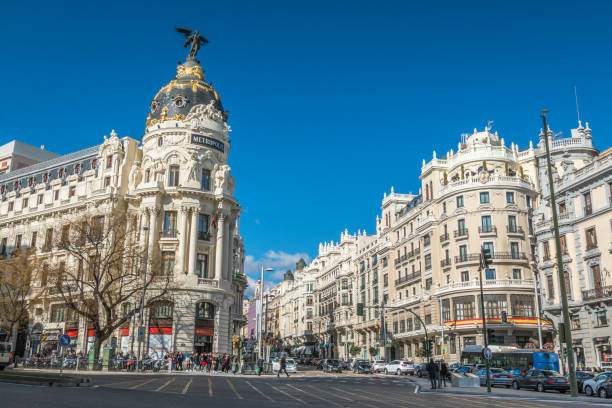 Old buildings of Madrid stock photo