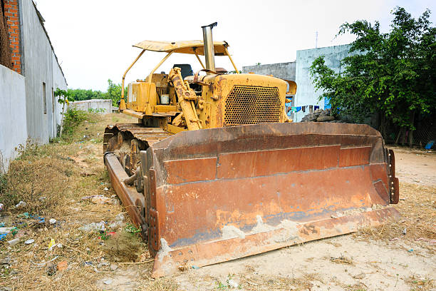 Old bulldozer stock photo