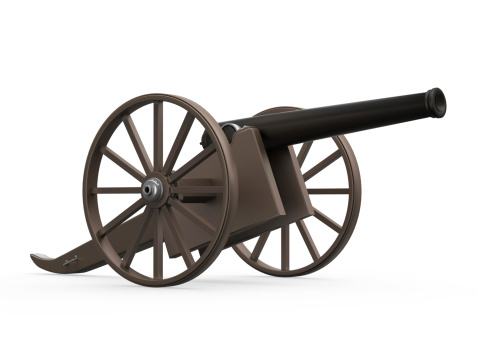 Old Cannon isolated on white background . 3D render