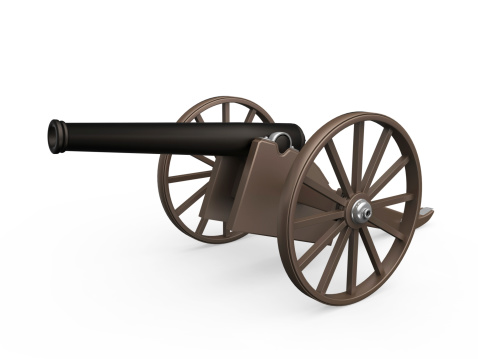 Old Cannon isolated on white background . 3D render